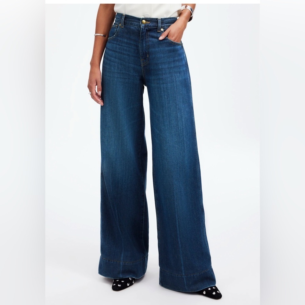 Madewell Dark Blue Wide Leg Flare Jeans